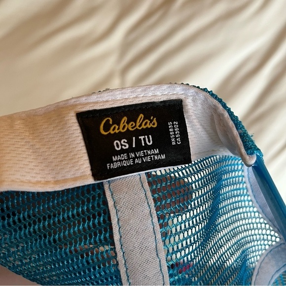 NWOT Cabela's Teal and White Trucker Style Snapback Cap Hat OS - Picture 6 of 7